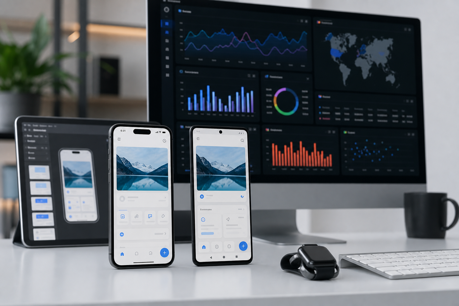 Testovanie mobilnej aplikácie na zariadeniach iPhone a Android s monitoringom chýb v pozadí.