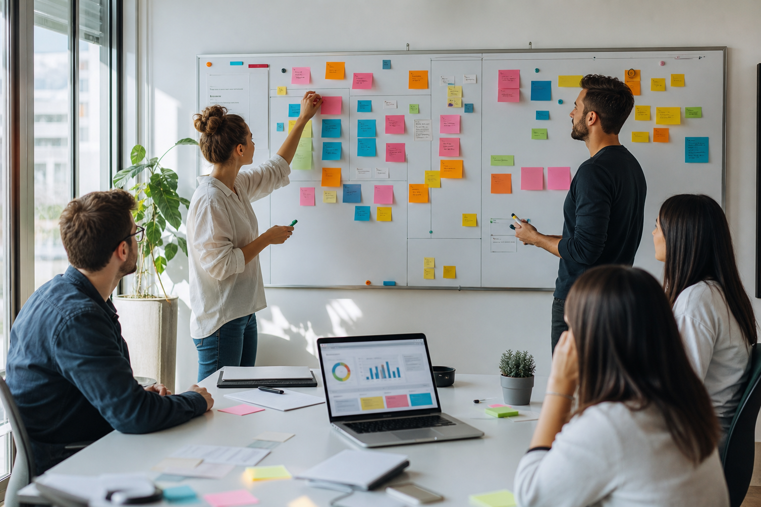 Tím počas workshopu mapuje procesy a požiadavky na nový CRM systém.